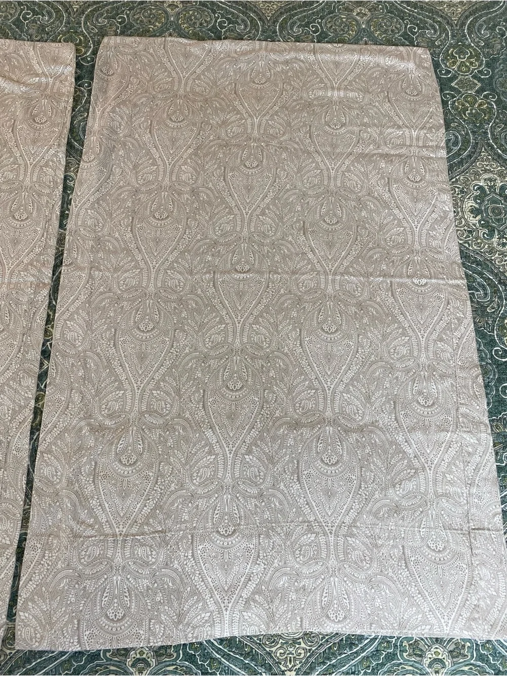 Decorative Paisley Pillow Sham Pair in Light Taupe